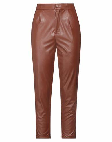 Biancoghiaccio Woman Pants Tan Polyurethane, Polyester Cover