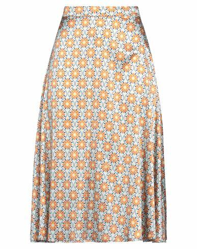 Niū Woman Midi skirt Orange Silk, Elastane Cover