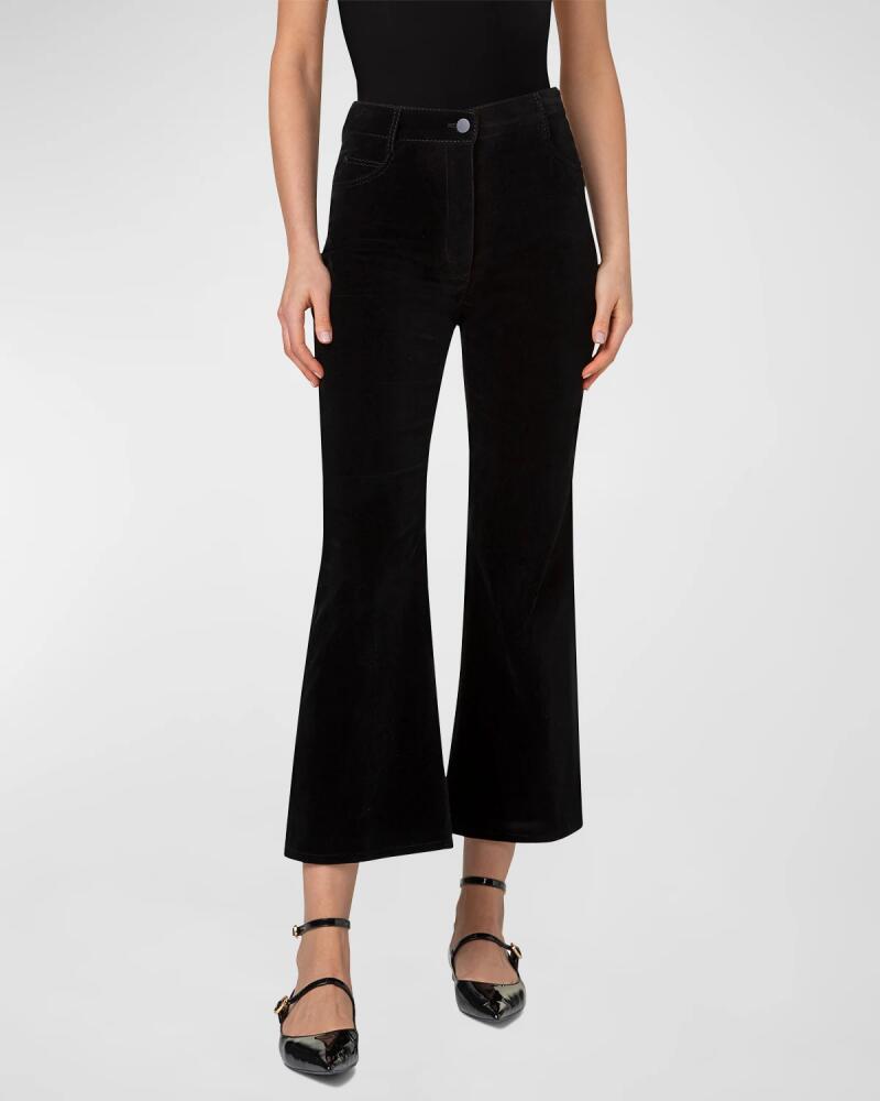 Akris punto Cali Flared Velvet Cropped Pants Cover