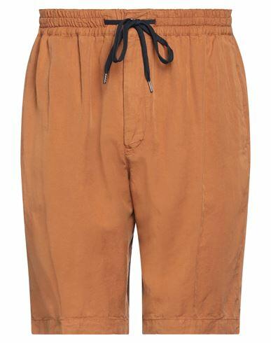 Pt Torino Man Shorts & Bermuda Shorts Rust Lyocell, Linen, Cotton Cover