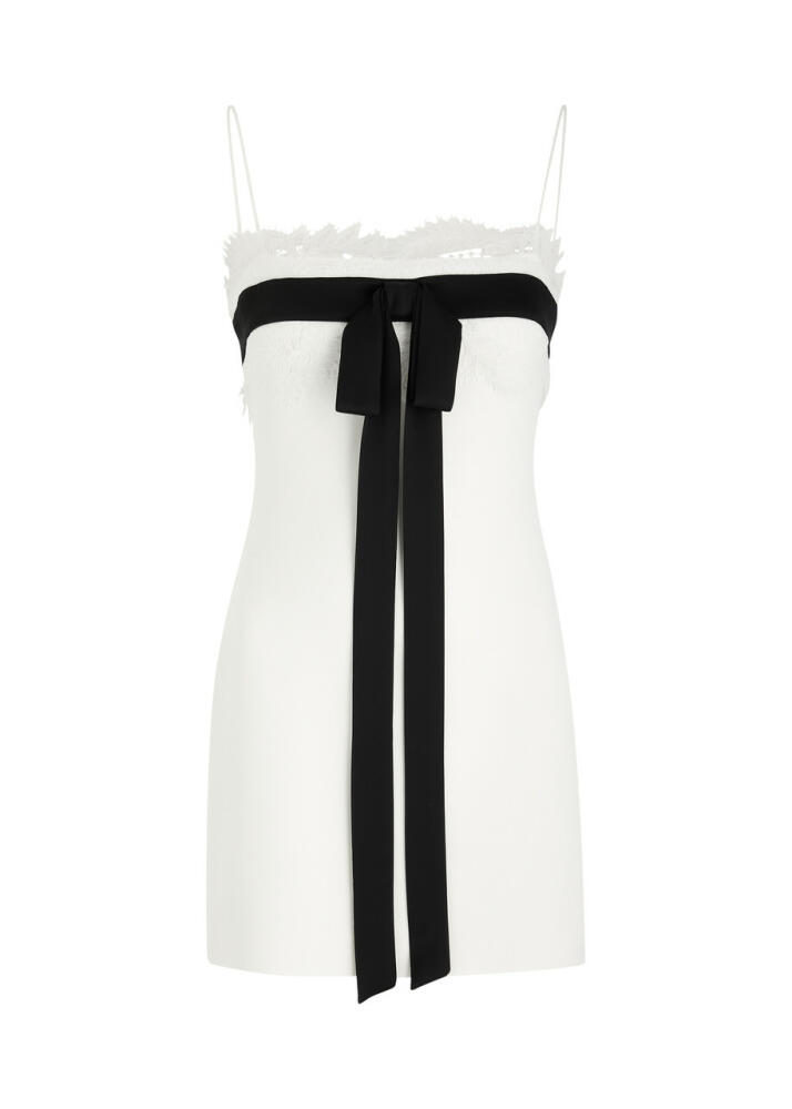 David Koma Bow-embellished Lace-trimmed Mini Dress - White And Black Cover