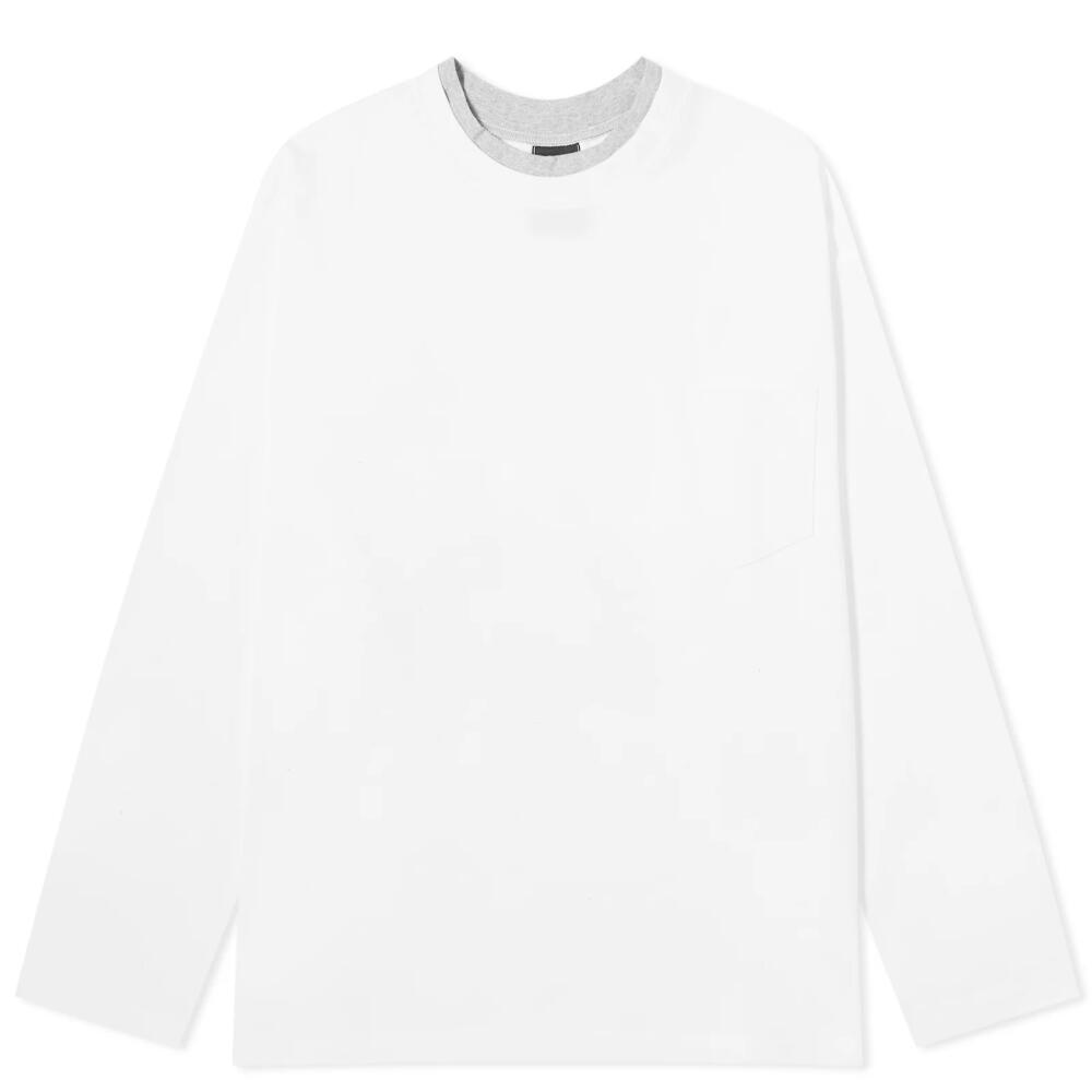 FrizmWORKS Men's Double Neck Longsleeve Pocket T-shirt in White Cover