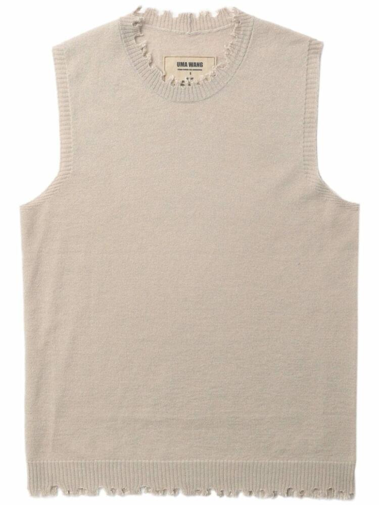 Uma Wang distressed silk-blend tank top - Neutrals Cover