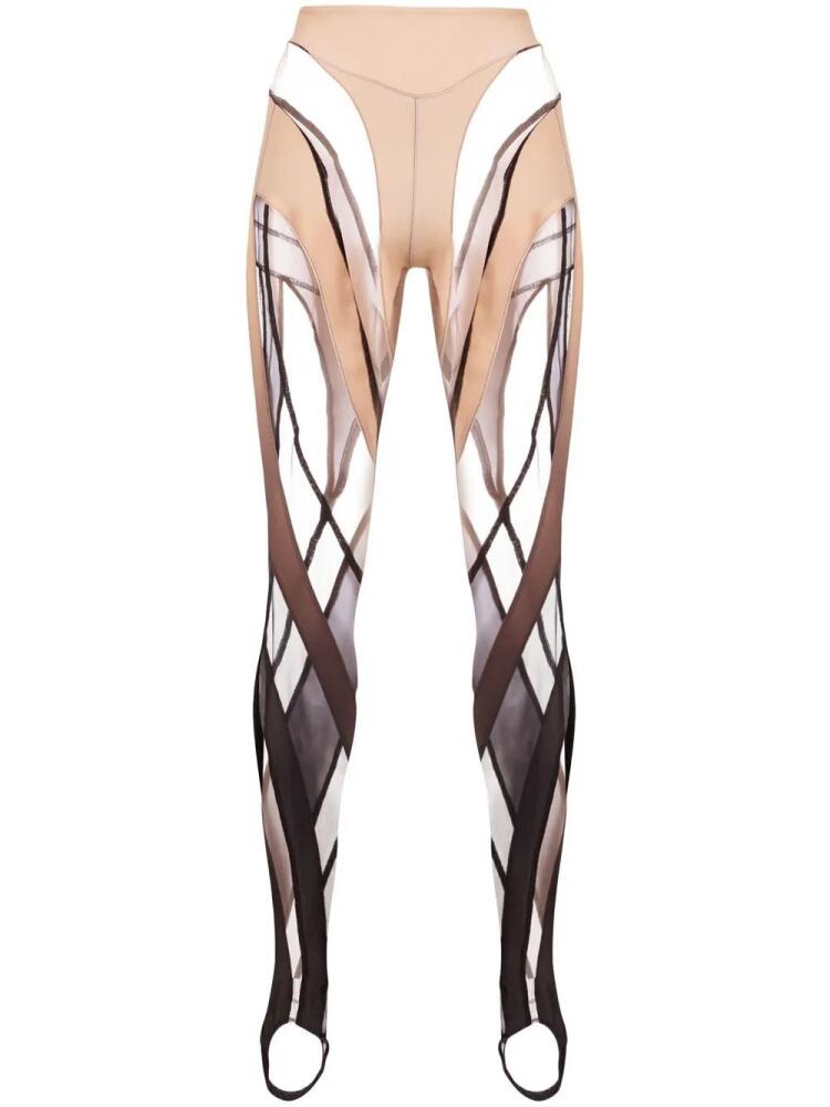 Mugler sheer-panel leggings - Neutrals Cover