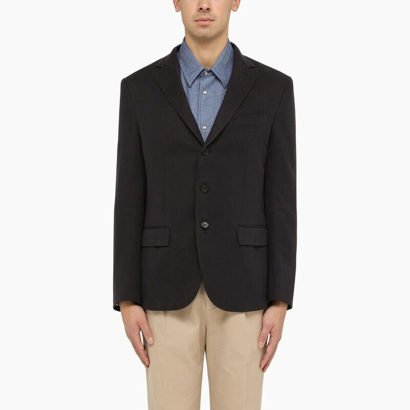 Loro Piana Single-breasted blue linen jacket Cover