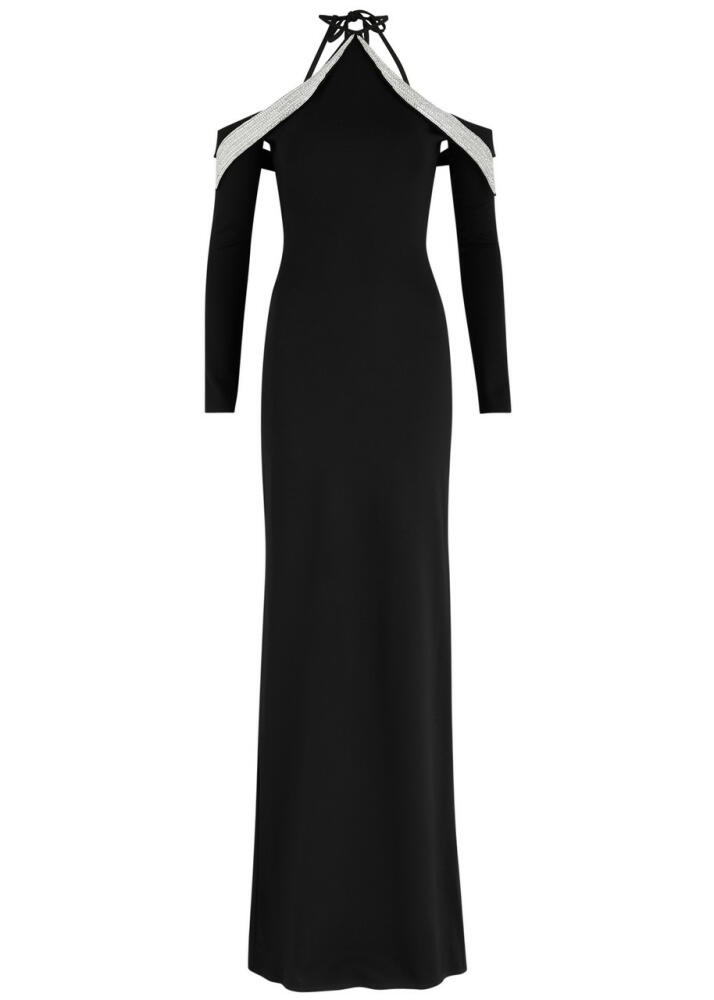 David Koma Crystal-embellished Jersey Gown - Black And Silver Cover