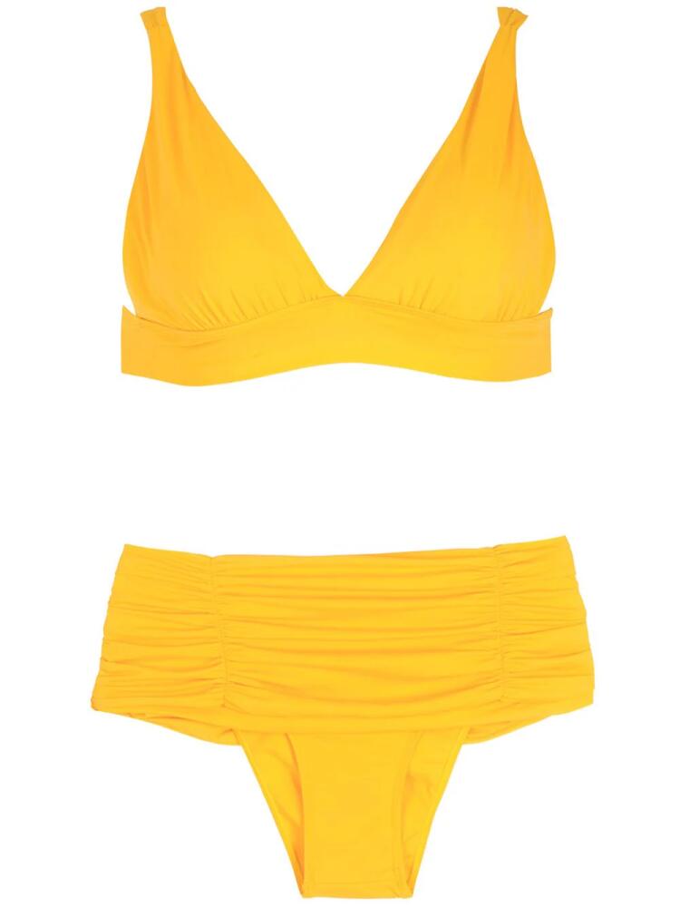 Brigitte draped V-neck bikini set - Yellow Cover