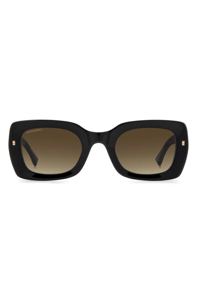 Dsquared2 51mm Rectangular Sunglasses in Black /Brown Gradient Cover