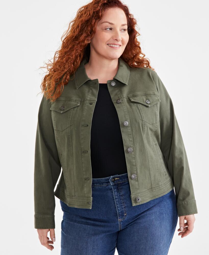 Style & Co Plus Size Denim Jacket, Created for Macy's - Oliva Cover