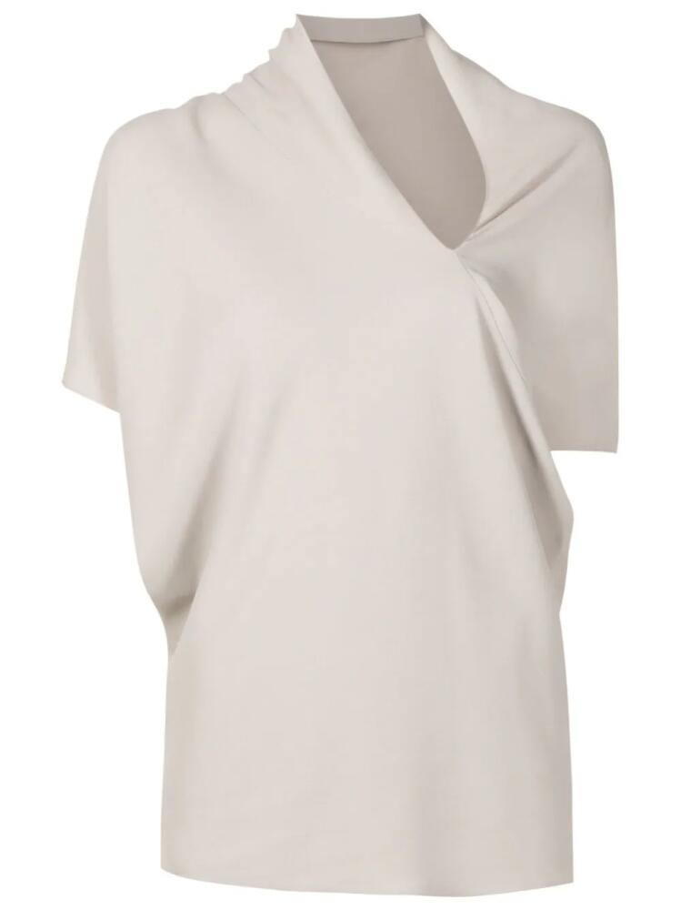 Uma | Raquel Davidowicz asymmetric draped-detail blouse - Neutrals Cover