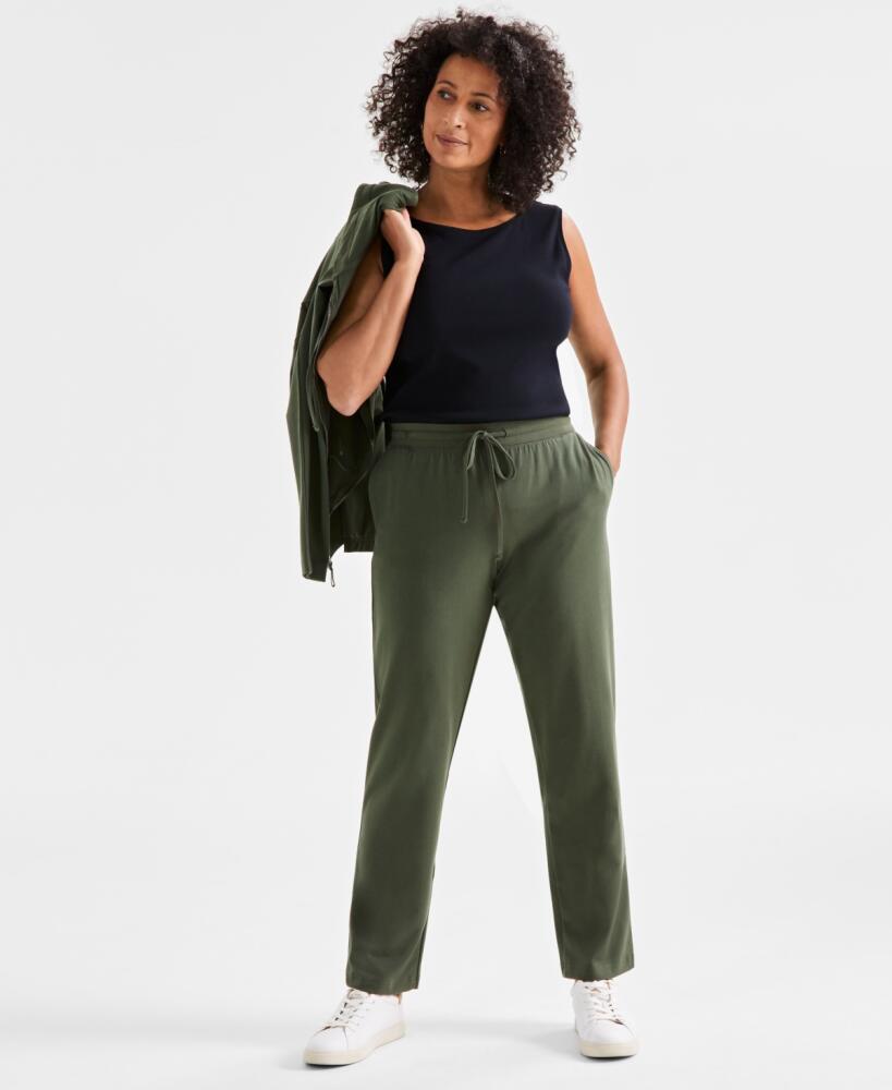 Style & Co Women's Mid Rise Drawstring-Waist Sweatpants, Created for Macy's - Midnight Olive Cover