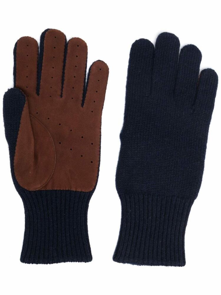 Brunello Cucinelli perforated cashmere gloves - Blue Cover