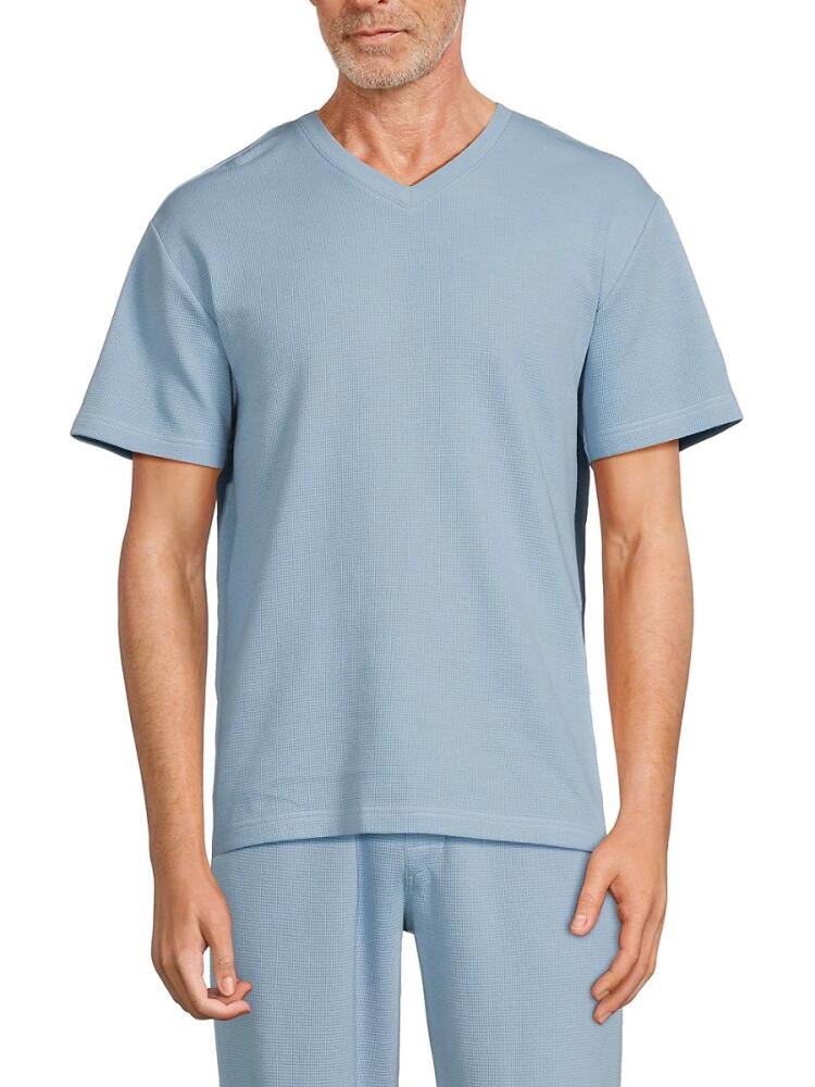 Saks Fifth Avenue Men's Textured V Neck Tee - Blue Horizon Cover