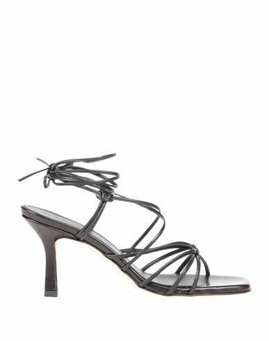 Luca Valentini Woman Sandals Black Leather Cover