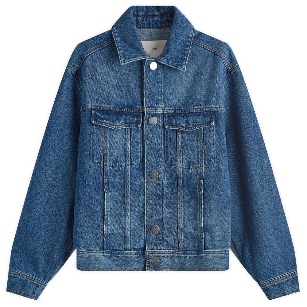 AMI Paris Men's Denim Trucker Jacket in Blue Cover