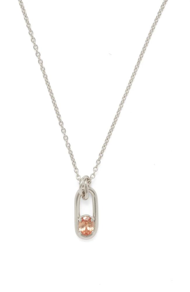 Lady Grey Cubic Zirconia Link Pendant Necklace in Silver/Peach Cover