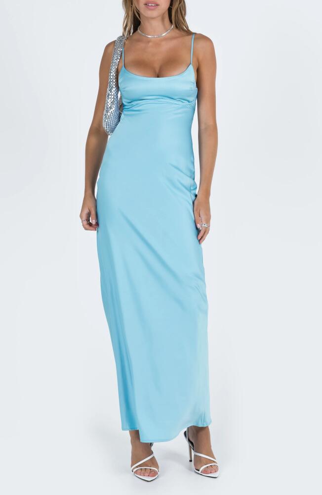 Princess Polly Ravia Satin Maxi Slipdress in Blue Cover