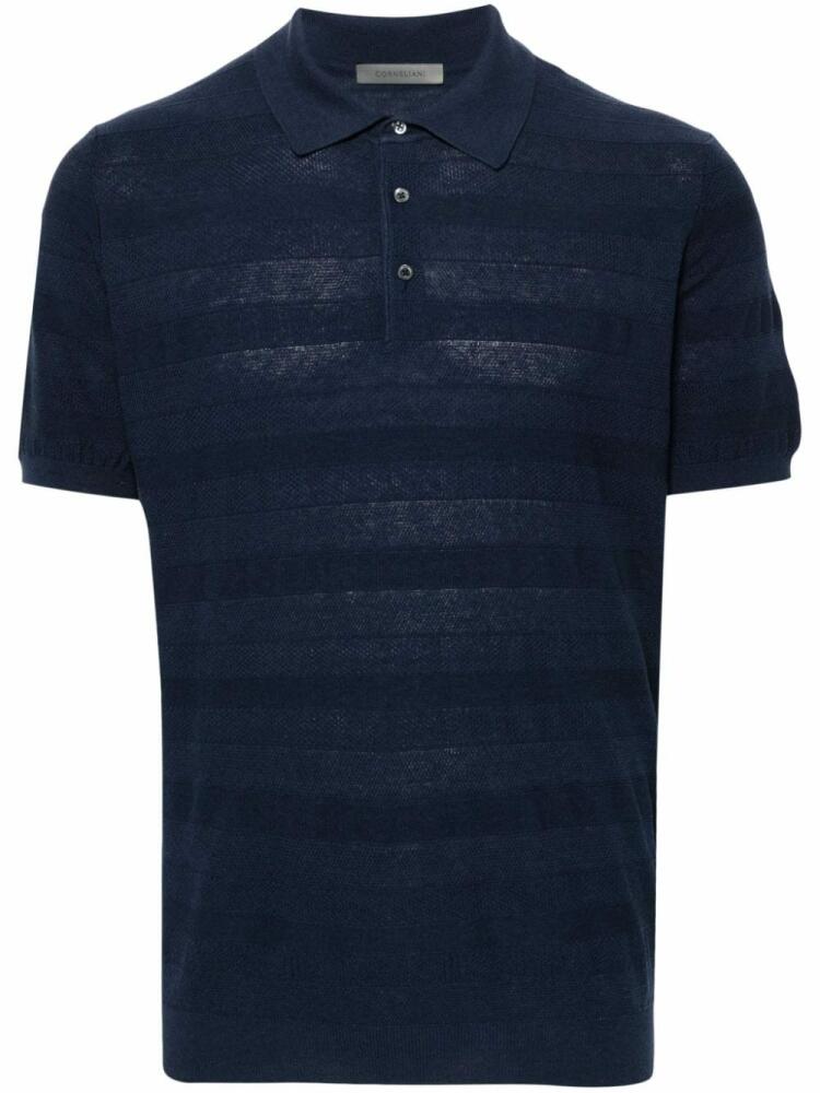 Corneliani ribbed-knit polo top - Blue Cover