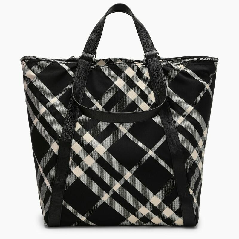 Burberry Black/calico cotton-blend tote bag with Check pattern Cover