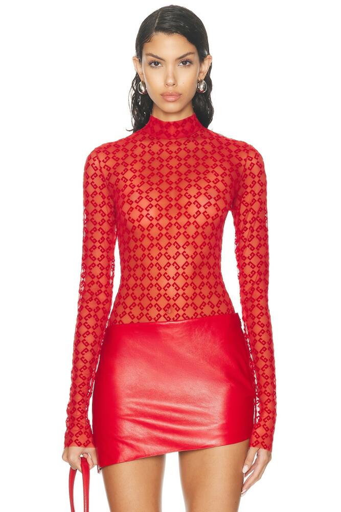 Givenchy Long Sleeve Bodysuit in Red Cover