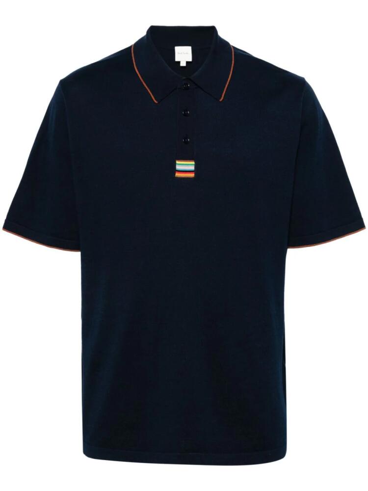 Paul Smith rainbow-stripe cotton polo shirt - Blue Cover