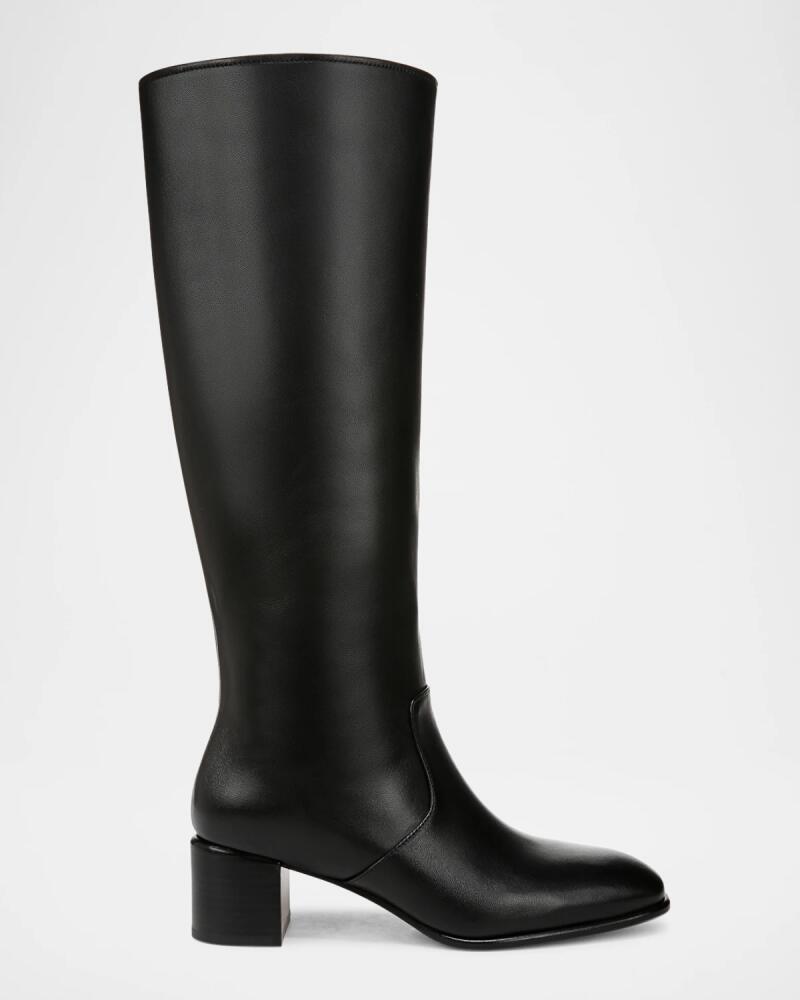 Vince Leather Block-Heel Knee Boots Wide Calf Cover