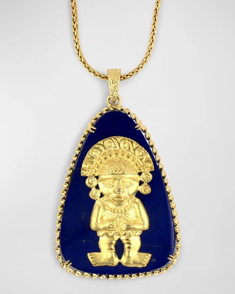 NM Estate Estate Hammerman Brothers 18K Yellow Gold Large Lapis Pendant Necklace Cover