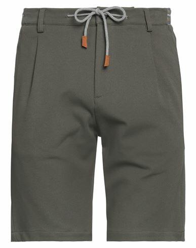 Eleventy Man Shorts & Bermuda Shorts Military green Cotton, Polyamide, Elastane Cover