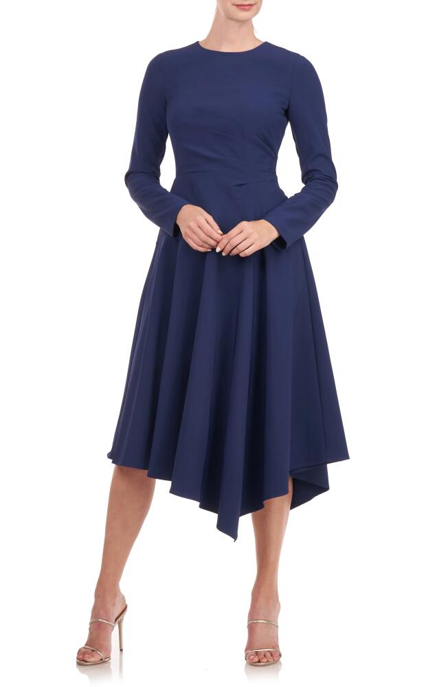 Kay Unger Ula Long Sleeve Midi Dress in Deep Navy Cover