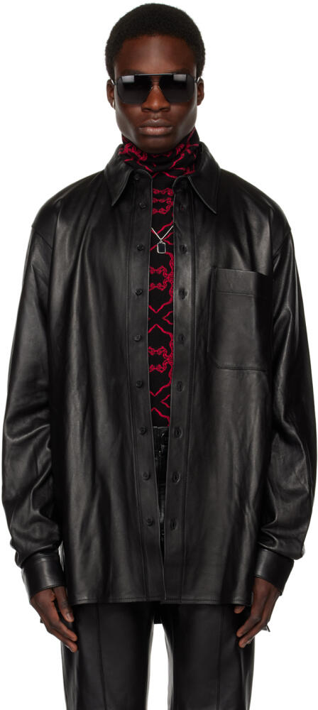 LU'U DAN Black Oversized Leather Jacket Cover