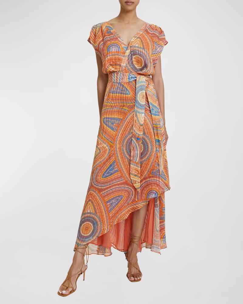 Santorelli Fallon Abstract-Print Faux-Wrap Maxi Dress Cover