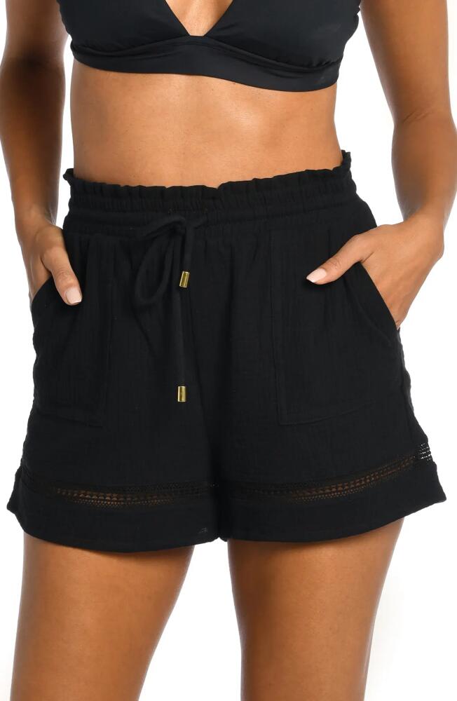 La Blanca Beach Cotton Cover-Up Shorts in Black Cover