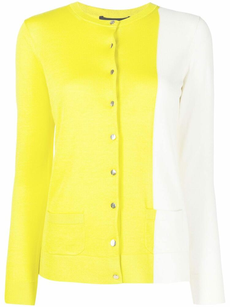 Paule Ka colour-block fine-knit cardigan - Yellow Cover