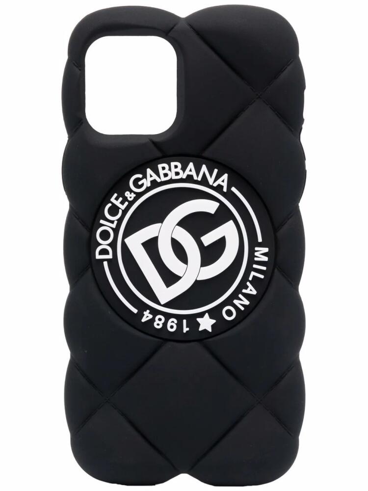 Dolce & Gabbana DG logo quilted iPhone 12 Pro case - Black Cover