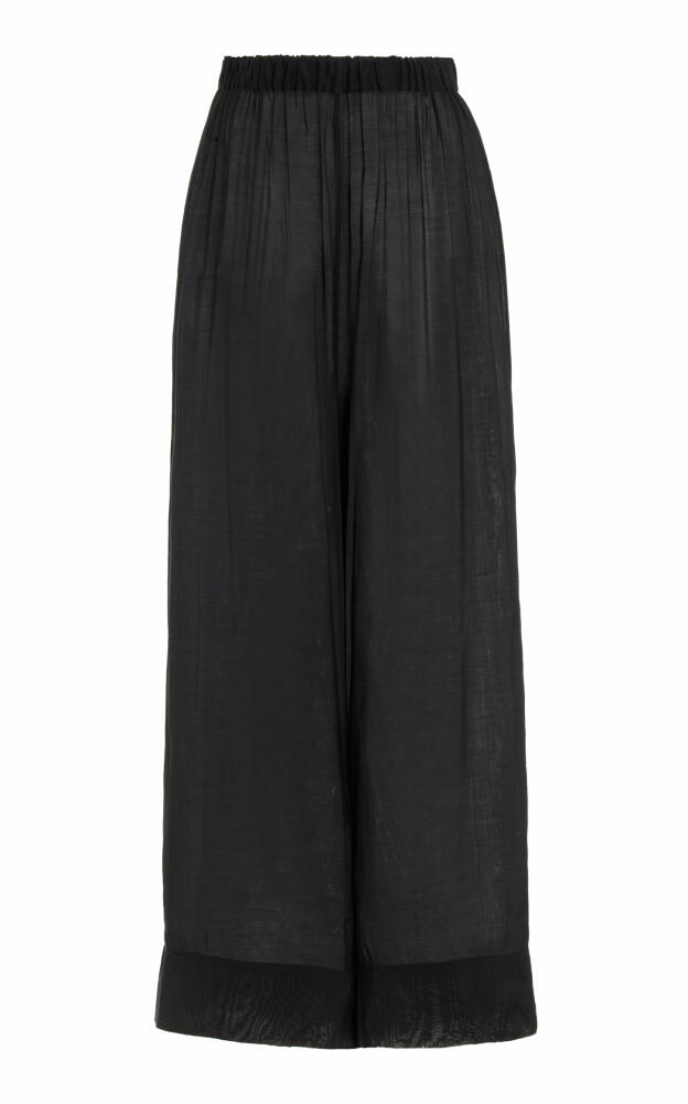 BONDI BORN - Mali Sheer Chiffon Wide-Leg Pants - Black Cover