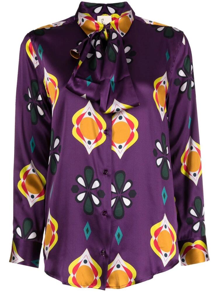 PAULA graphic-print long-sleeved shirt - Purple Cover