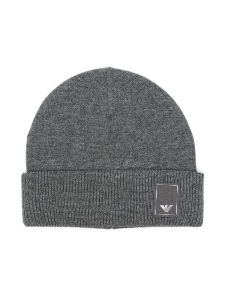 Emporio Armani logo-patch beanie hat - Grey Cover