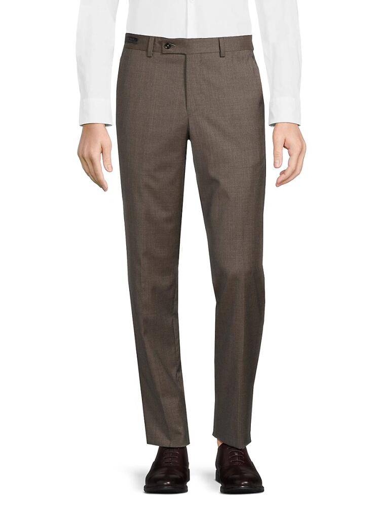 Ted Baker London Men's Jerome Flat Front Wool Dress Pants - Brown Cover