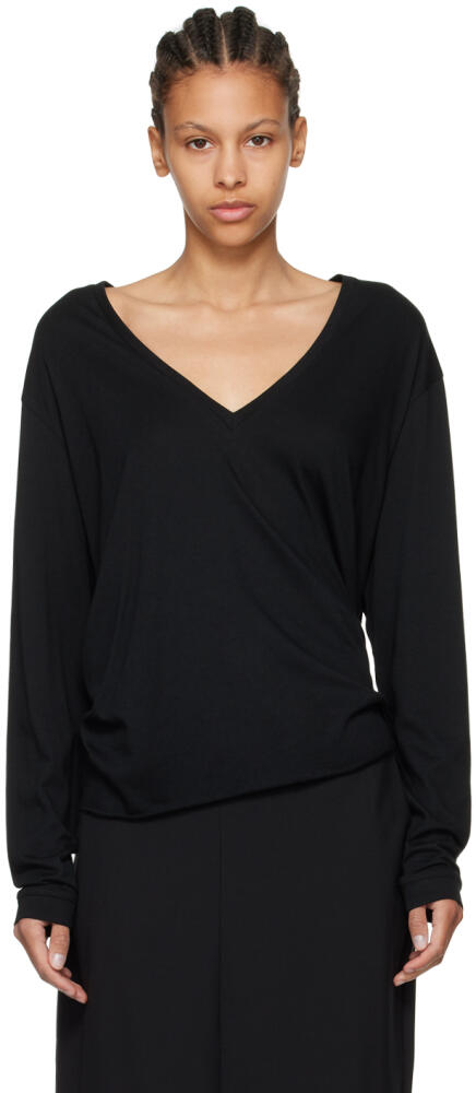 Fax Copy Express Black 'The V-Neck' Long Sleeve T-Shirt Cover