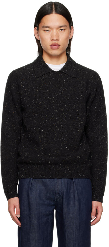 Drake's Black Integral Collar Sweater Cover