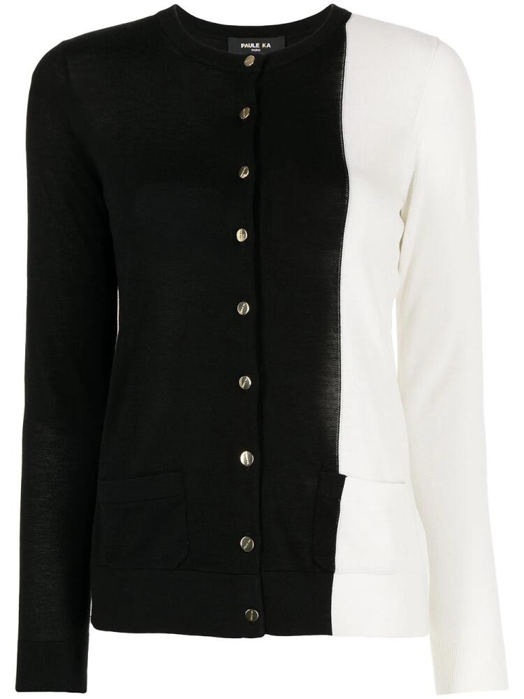 Paule Ka two-tone knit cardigan - Black Cover