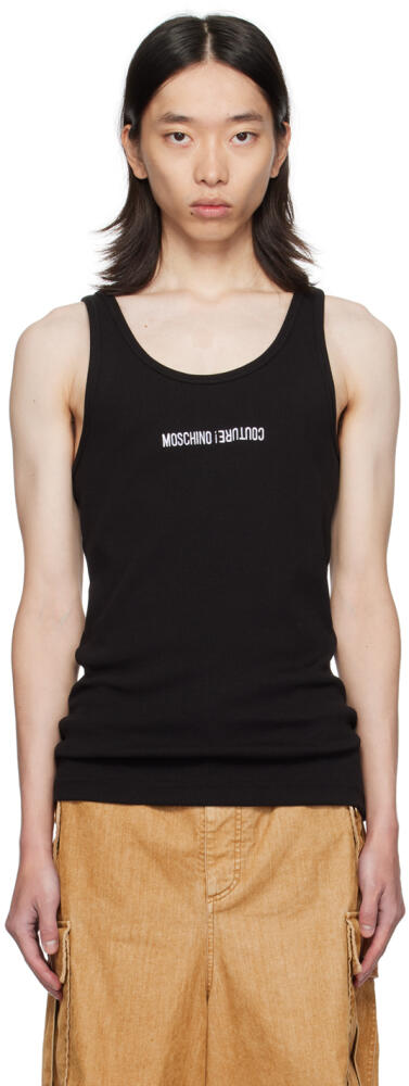 Moschino Black Upside Down Logo Tank Top Cover