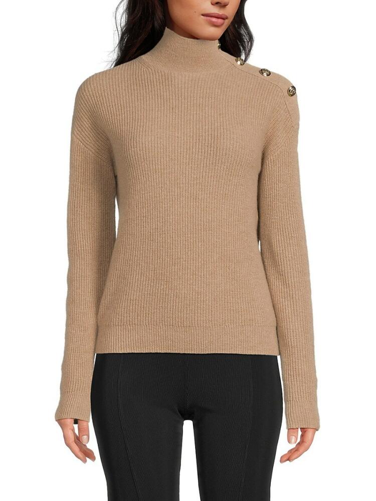 Bruno Magli Women's Cashmere Mockneck Sweater - Tan Cover