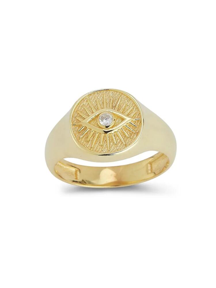 SPHERA MILANO Women's 14K Goldplated Sterling Silver & Cubic Zirconia Eye Signet Ring Cover