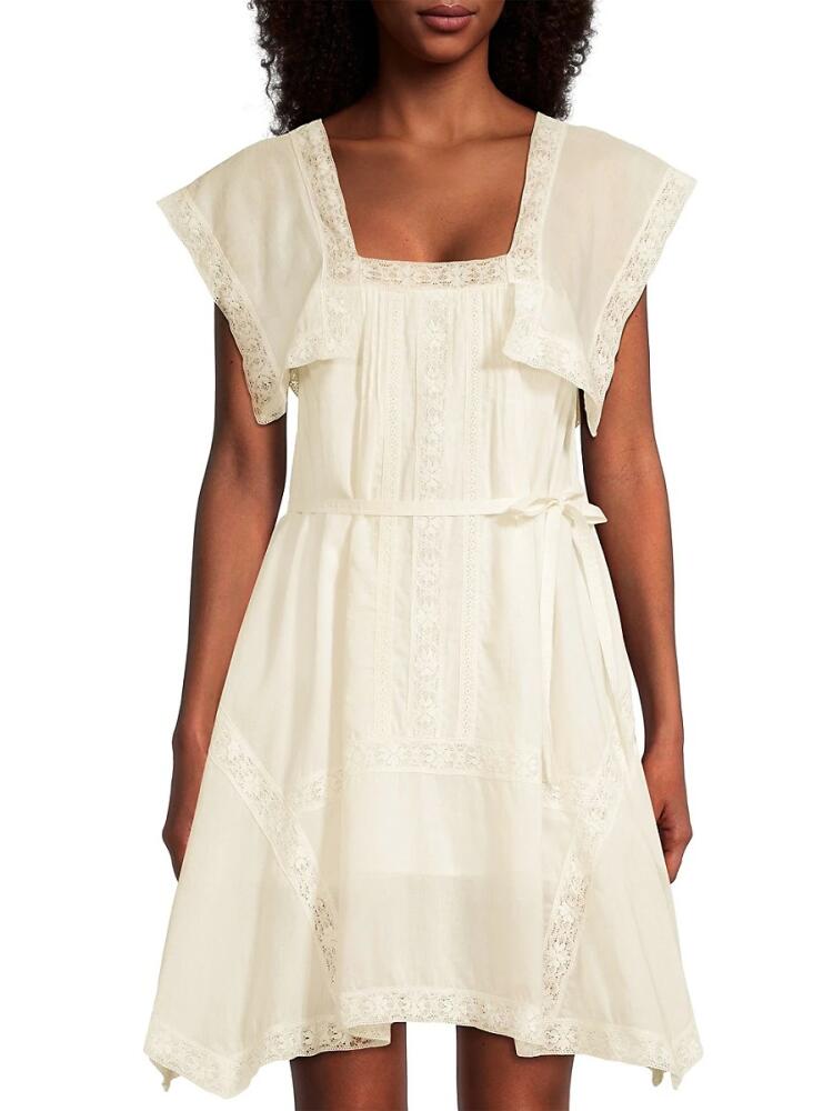 Rebecca Taylor Women's Lace Trim Mini Dress - White Cover