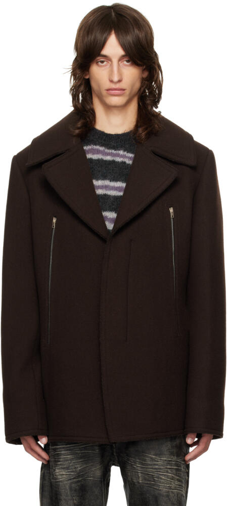 Acne Studios Brown Felted Coat Cover