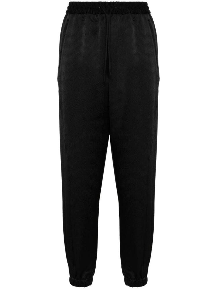 Y-3 logo-print seersucker track pants - Black Cover