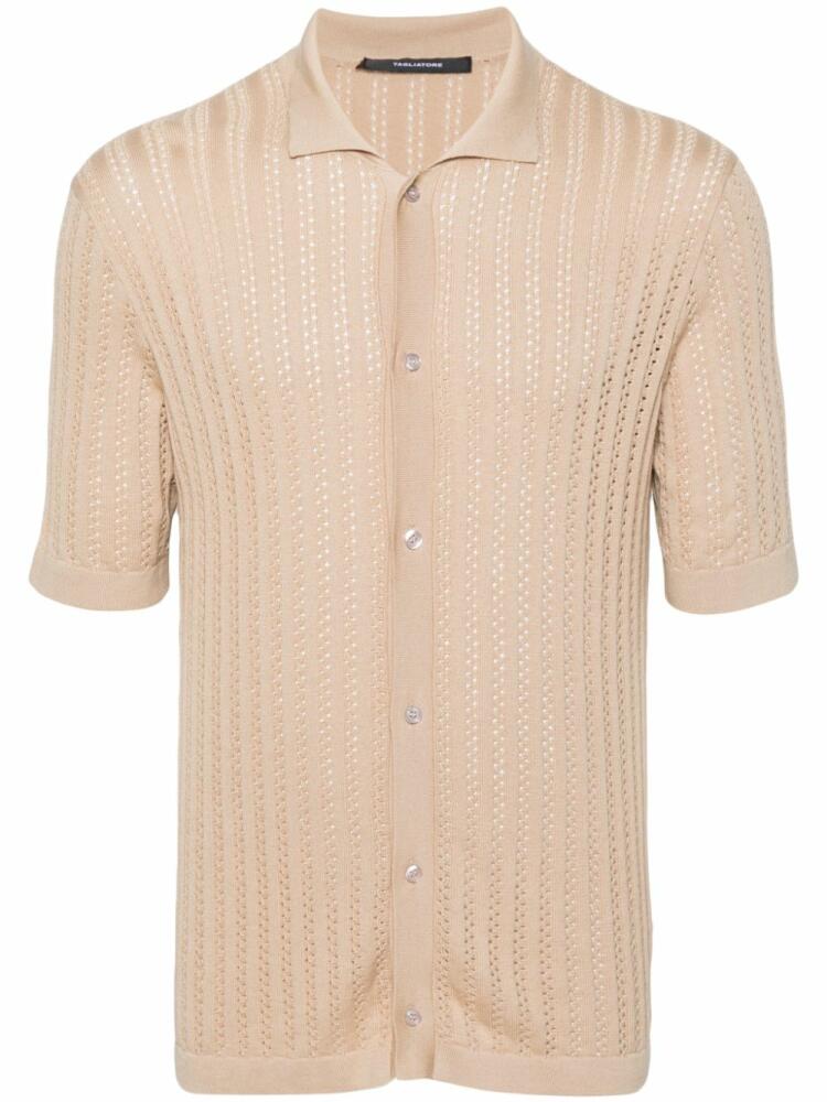 Tagliatore pointelle-knit cotton shirt - Neutrals Cover