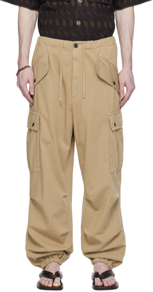 Dries Van Noten Beige Drawstring Cargo Pants Cover