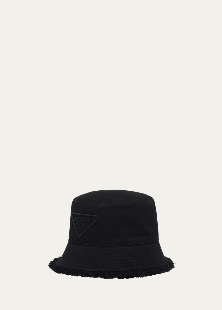 Prada Men's Triangle Logo Fringe Bucket Hat Cover